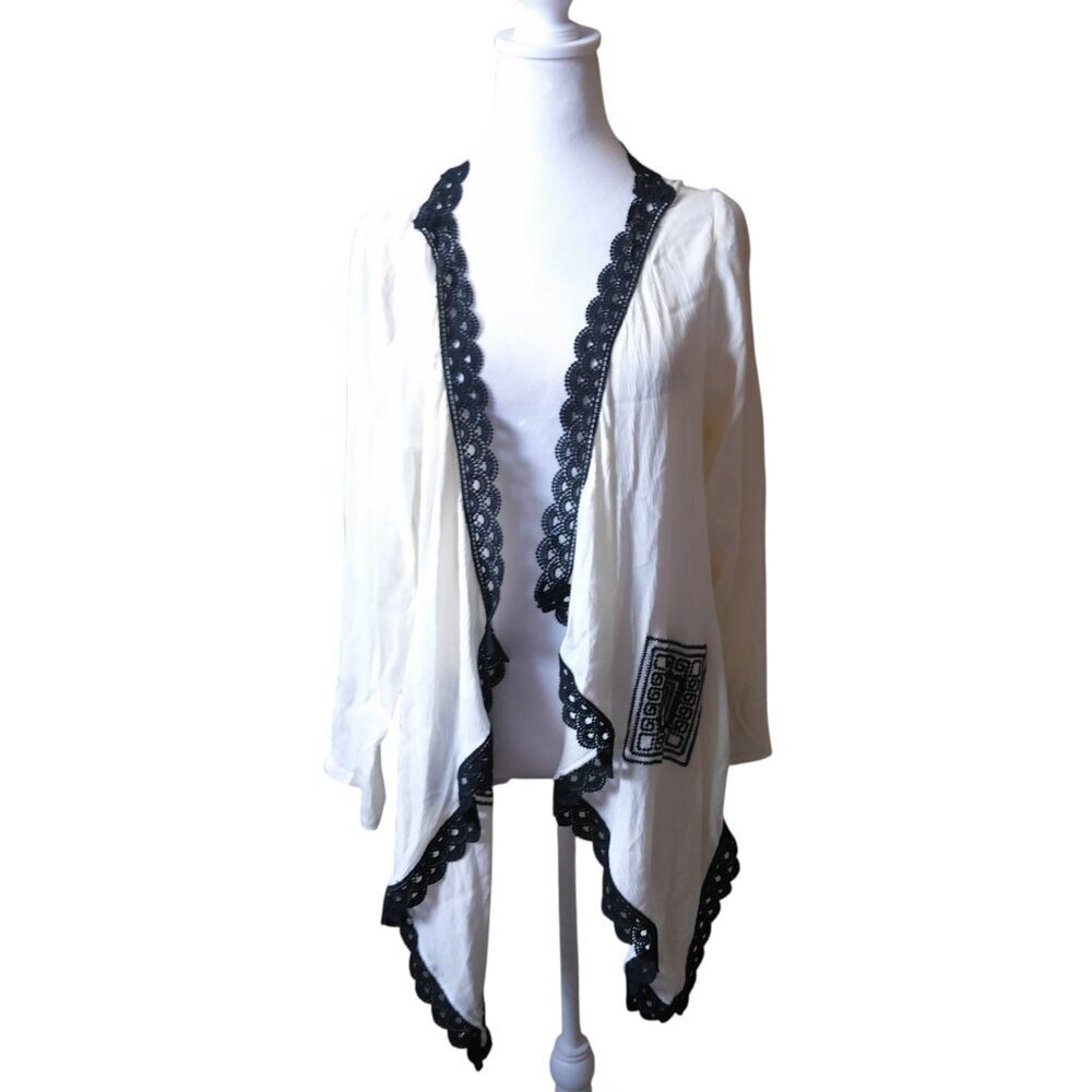 Midnight Velvet Women's Medium Embroidered Lace Open Front Cover Up Layering